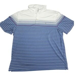 Vineyard Vines Performance Polo Shirt Blue White Stripe Whale Logo XL